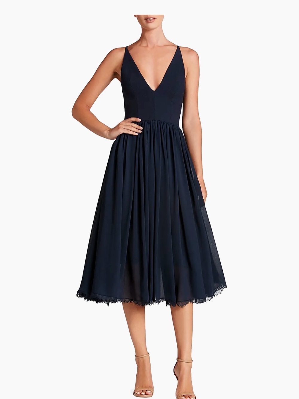 NWT! Dress the Population Navy V-Neck Sleeveless Dress